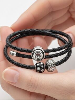 Leather bracelet with euro charms NWT